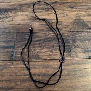 Black Choker Necklace with Gemstone Pendant